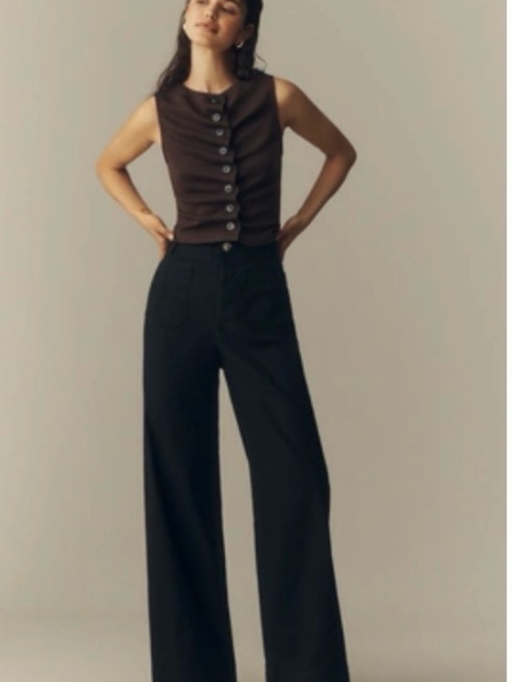 NWT Maeve by Anthropologie Colette High-Rise Wide-Leg Full-Length Pants- 28